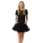 Halloween Black Tutu Skirt for Women – 5 Layer Puffy Crinoline, Witch Fairy Vampire Costume Petticoat, Cosplay & Dance Outfit