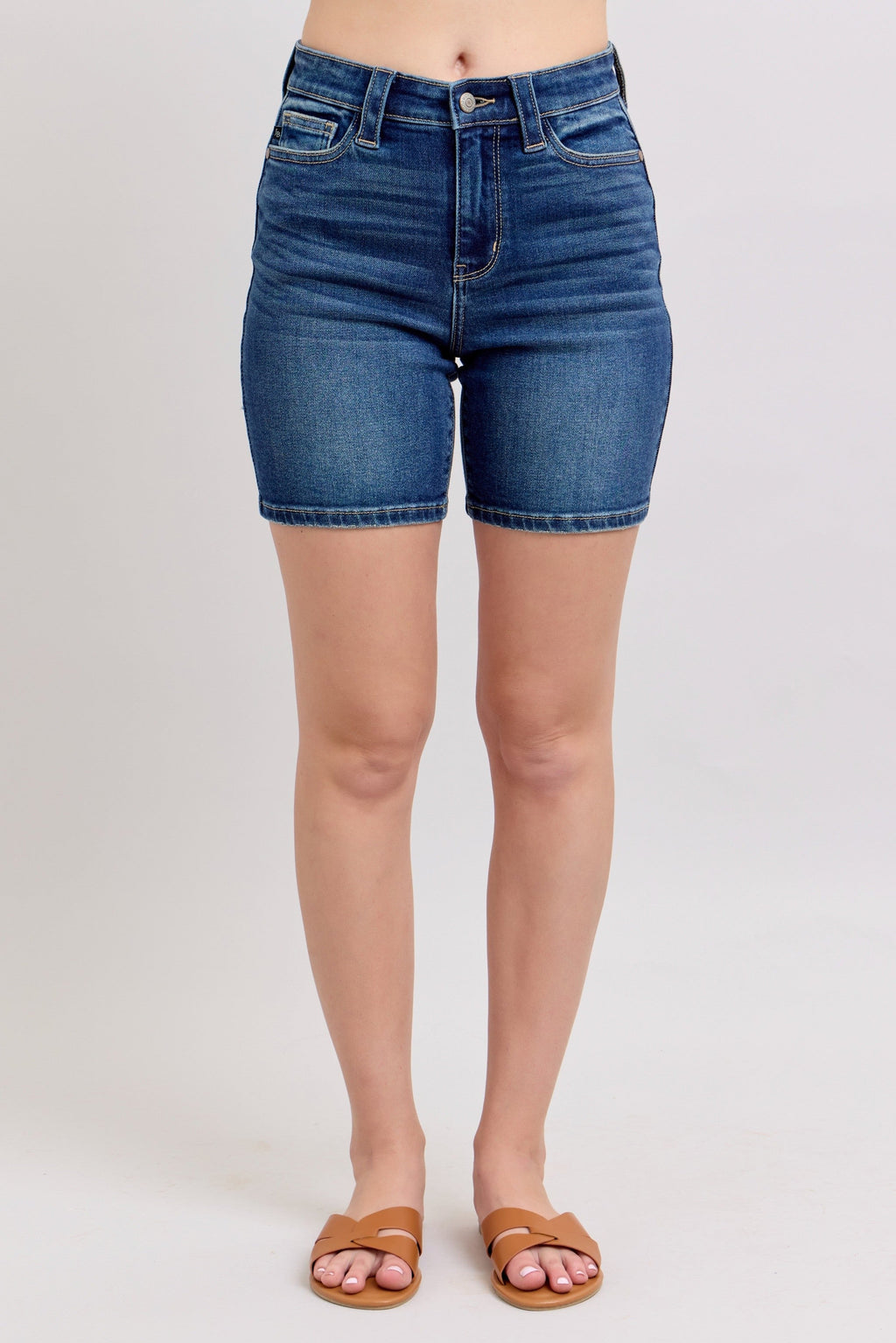 Judy Blue Full Size High Waist Bermudas Jeans W/ Back Flap Pockets Plus Size