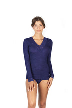 EGI Exclusive Merino Wool Blend Top V-Neck Lace Trim Long Sleeves. Proudly Made in Italy (303)