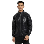 Turtle Men Polyurethane Solid Black Zipper Windcheater Jacket