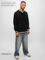 The Souled Store Originals : Tawny Men and Boys Long Sleeves V Neck Cotton Blend Oversized Sweatshirts