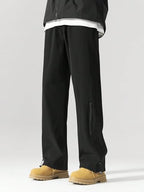 Greciilooks MenS Wide Leg Track Pants With Contrast Side Panel, Relaxed Drawstring Fit Streetwear Trousers, Poly Blend Casual Jo