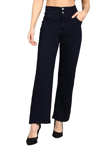 Nifty Womens Denim Stretchable 2-Button Straight Fit Jeans (1472_BLU_34_Blue_34)
