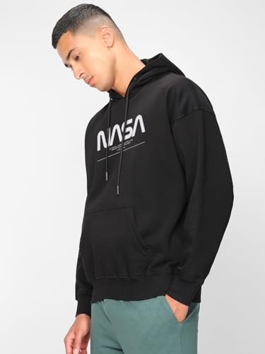 Bewakoof X Official NASA Merchandise Mens I Need My Space Typography Polyester Hoodies - Oversized Fit, Hooded Neck - Full Slee