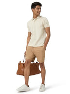 XYXX Mens Cotton Solid Regular Fit T-Shirt (XY_CR14_Polo Tshirt_1_Almond White