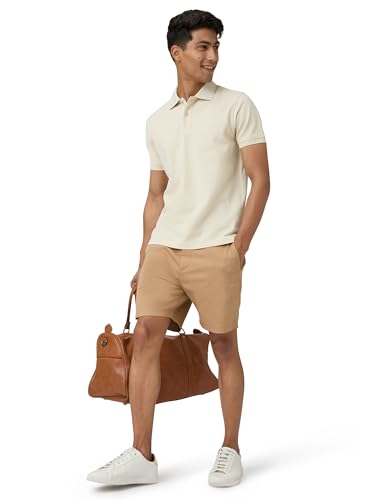 XYXX Mens Cotton Solid Regular Fit T-Shirt (XY_CR14_Polo Tshirt_1_Almond White