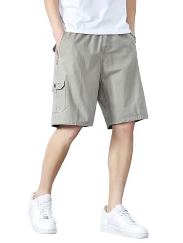 Men Cotton Shorts || Men Casual Shorts (Short-15-Lightgrey-L)