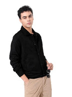 The Indian Garage Co Mens Regular Fit Self Design Spread Collar Full Sleeves Casual Shacket Sweater