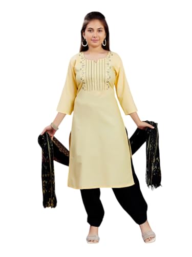 Aarika Girls Lemon Yellow Colour Cotton Blend Kurti (Kurti-K-176-Lemon-38)