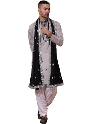 Jompers Mens Embroidered Silk Blend Kurta Salwar And Dupatta Set