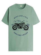ADRO Mens Royal Bike Design Printed 100% Cotton T-Shirt - Regular Fit, Printed T-Shirts for Men (RN24-RYL-PT_Pista_2XL)