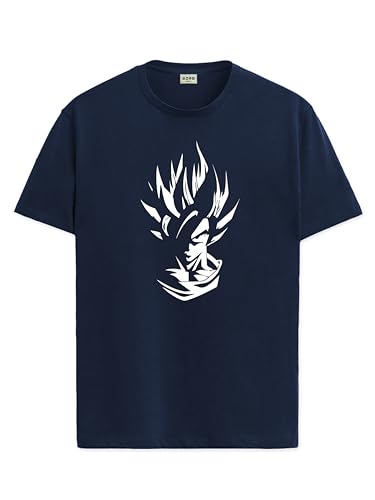 ADRO Men's Solid Regular Fit T-Shirt (RN24-GOK-NB_Navy Blue