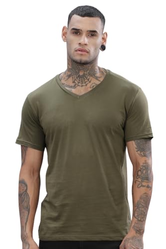 ADRO V-Neck T Shirt for Men, 100% Cotton Vneck Tshirt is Ideal for Casual wear, Workouts and Loungewear, Adding a Stylish Touch.