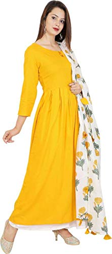 Stylum WomenS Solid Rayon Flared Kurta Dupatta Set