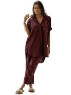 Anni Designer Women'S Rayon Viscose Straight Solid Kurta With Pant (Wareya Wine_M_Wine_Medium)