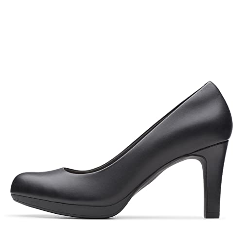 Clarks Women's Adriel Viola Dress Pump, Black Leather, 7.5 W US