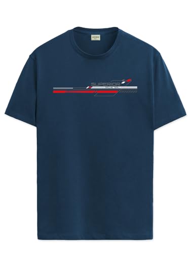 ADRO Mens Graphic Printed 100% Cotton T-Shirt - Regular Fit, Printed T-Shirts for Men (RN24-RAC-SB_Teal_S)