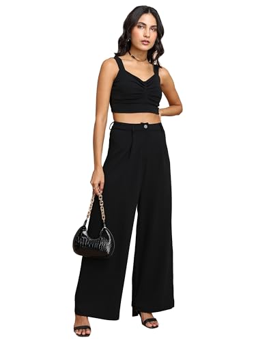 Ketch Cotton Blend Women Casual Fit Black Co-Ord Set Maxi Dress (Khce000100