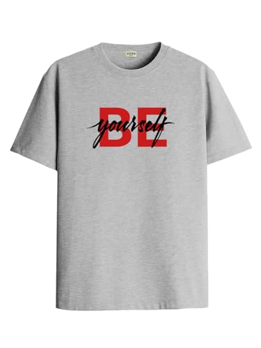 ADRO Tshirt for Men | Printed T Shirt for Men | 100% Cotton T-Shirt |Printed T Shirt | T-Shirts | RN24-BYO-GR-XL Grey