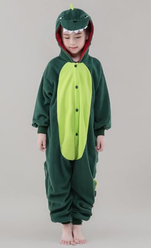 CANASOUR Dinosaur Onesie Kids Animal Halloween Cosplay Costume for 10-12 Years Girls Dino Unisex Outfuit One Piece Hooded Christ