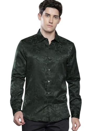 The Indian Garage Co Mens Slim Fit Textured Long Sleeves Party Shirt