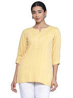 Libas WomenS Cotton Blend Regular Kurti (26894_Mustard