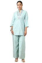Soch Women Roman Silk Geometric Kurta Set with Mirror Work