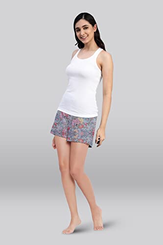 Lyra Pure Cotton Printed Night Shorts For Women