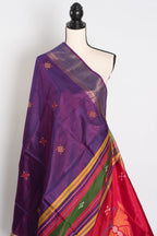 Pritha : Lightweight Bishnupur Katan Silk Saree in Purple and Red
