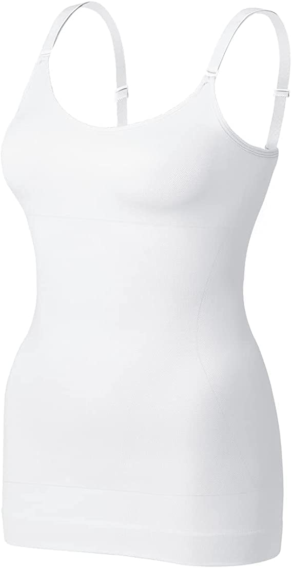 SHAPERX Tank Tops for Women, Sleeveless Camisole Spaghetti Strap Tank Top Plus Size Pack of 1 (4XL, White) 4