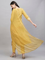 ANNI DESIGNER Womens Cotton Blend Straight Printed Kurta with Pant & Dupatta (Anahi Mustard_L_Mustard_Large)
