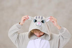 CANASOUR Cat Onesie Kids Halloween Cosplay Costume Girls One Piece Pjs Anime Unisex Hoodie Pajamas Grey For 8-10 Years Boys Part