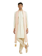 Manyavar MenS Art Silk Embroidery|Sequin Work Dupatta (Peach)
