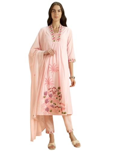 Kaari Cotton Womens Kurta Set (KAAAW24WSKD-78848_Gulnaar Pink _XL)