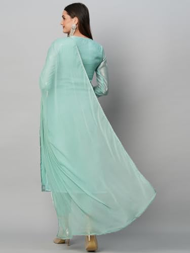 ANNI DESIGNER Womens Cotton Blend Straight Printed Kurta with Pant & Dupatta (Sawre Pista_M_Pista_Medium)