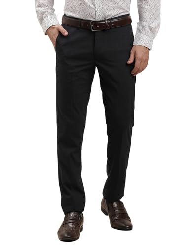 Turtle Men Poly Viscose Stretch Checkered Ultra Slim Fit Grey Formal Trouser