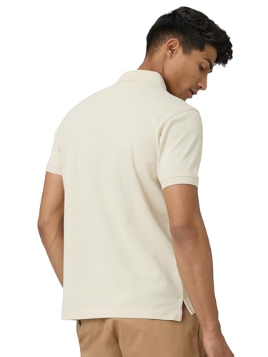 XYXX Mens Cotton Solid Regular Fit T-Shirt (XY_CR14_Polo Tshirt_1_Almond White