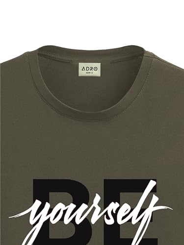 ADRO Men's Solid Regular Fit T-Shirt (RN24-BYO-OL_Olive