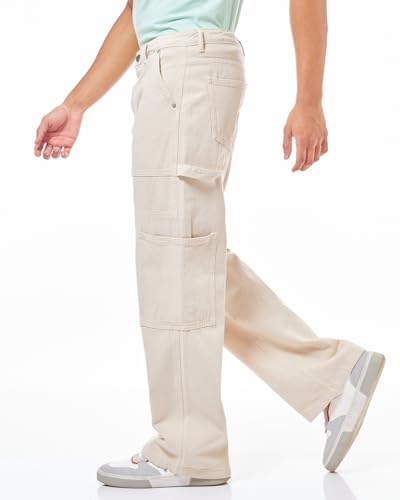 Bewakoof MenS Solid Straight Fit Cotton Carpenter Jeans