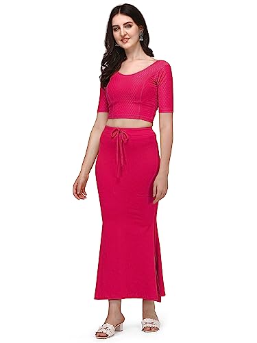 Shiv Textiles Round Neck Dobby Cotton Lycra Stretchable Elbow Sleeve Readymade Saree Blouse For Women Stylish (Pinkpluse Size)