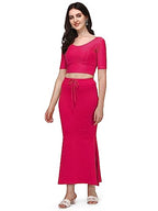 Shiv Textiles Round Neck Dobby Cotton Lycra Stretchable Elbow Sleeve Readymade Saree Blouse For Women Stylish (Pinkpluse Size)