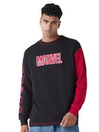 Bewakoof Heavy Duty 1.0 Official Marvel Merchandise Mens Textured Oversized Fit Full Sleeve Round Neck Blended T-Shirt_648679_B
