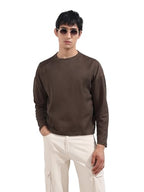 The Indian Garage Co Mens Boxy Textured Full Sleeves Crew Neck T-Shirt