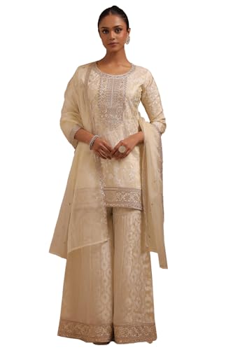 Soch Women Tissue Embroidered Suit Set Zari