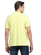 Turtle Men Knitted Slim Fit Lime Yellow Polo T-Shirt