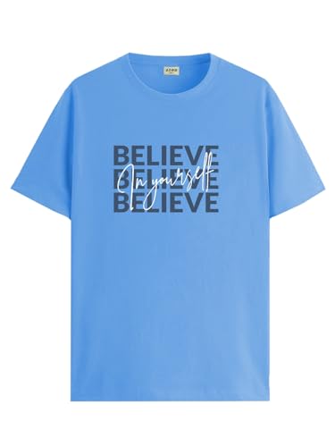 ADRO Men's Solid Regular Fit T-Shirt (RN24-INV-SK_Sky Blue