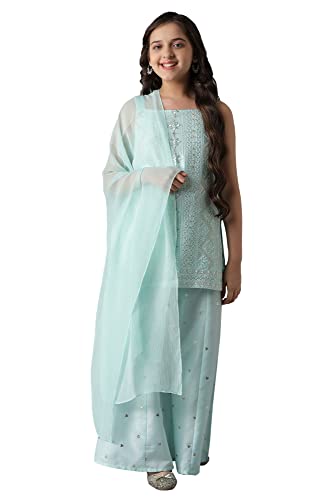 Aurelia Girl'S Polyester Regular Kurta-Set (22Aug10201B-603715_Blue_8-9 Years)