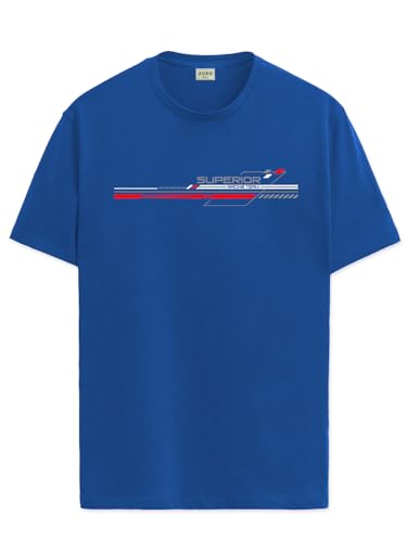 ADRO Men's Graphic Printed 100% Cotton T-Shirt - Regular Fit, Printed T-Shirts for Men (RN24-RAC-RB_Royal Blue_XL)