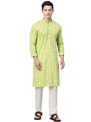 See Designs MenS Cotton Regular Regular Fit Kurta (15049824_Lime Green_M)