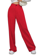 Toochki Womens Desk-to-Dinner Wide Leg 4-Way Stretch Formal Trousers (Flexi-Waist | Easy Care) Red